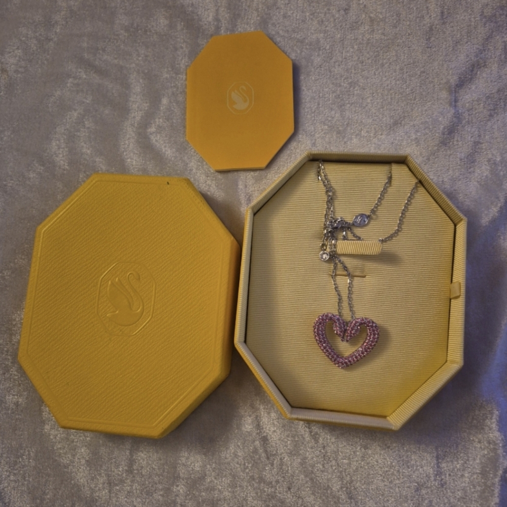 Swarovski Sublima Purple Pendant Swan Heart, Large, Necklace